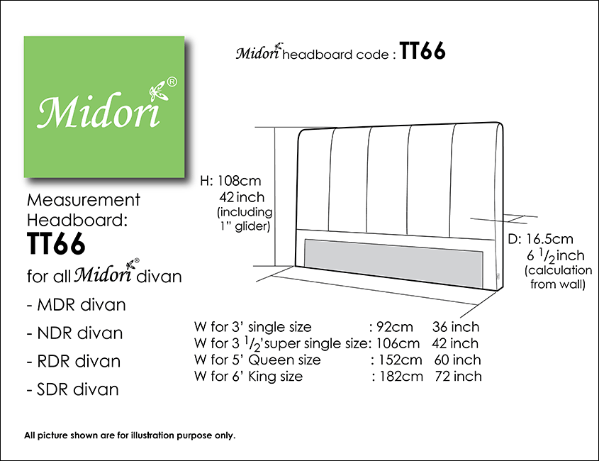 Midori Furnishing & Bedding - Headboard TT66 Measurement